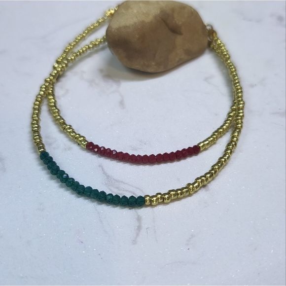 Handmade silver or gold beads with crystals - Picture 3 of 6